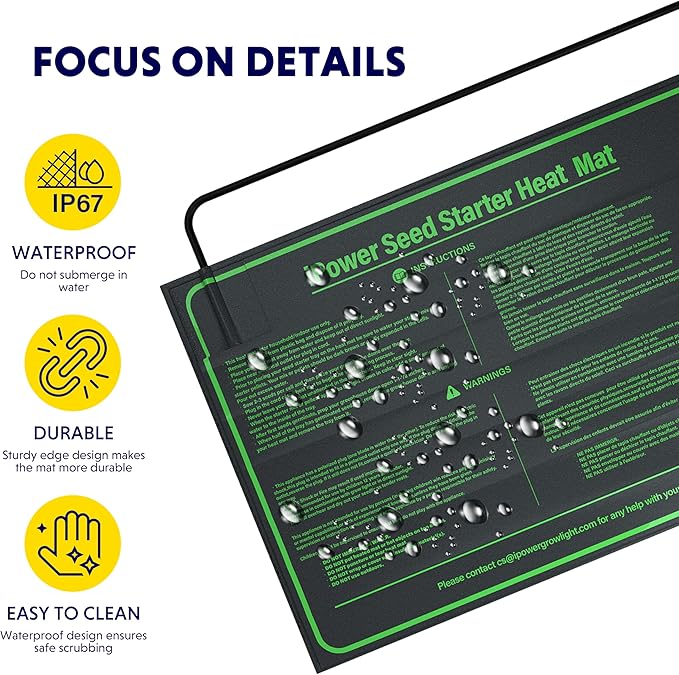 iPower Seedling Heat Mat Heating Pad 10"x20" with Digital Thermostat Combo Set, Waterproof for Indoor Seed Starting and Plant Germination