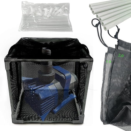 10 inch Large Pond Pump Filter Upgraded 2.0, Extended Anti-Clogging Outdoor Mesh Water Pump Cover Barrier Box, Nylon Mesh Bag+Brackets, Outdoor Pond Filters for Pond, Koi Pond and Pool