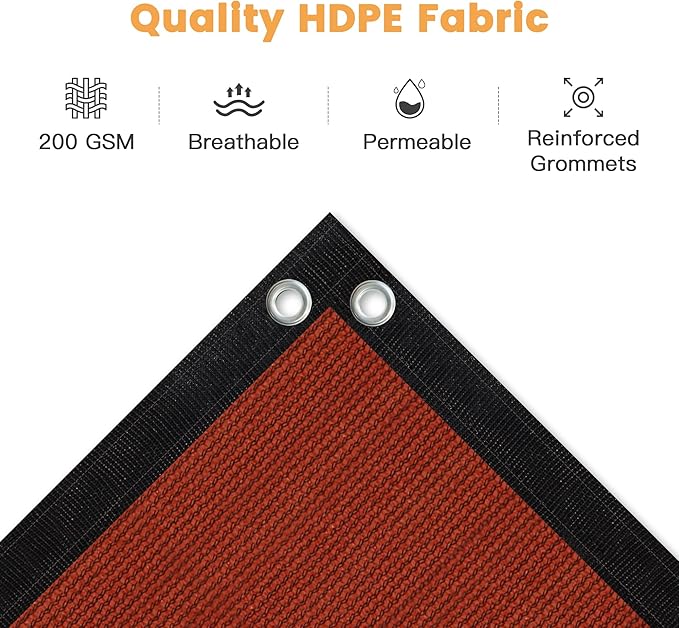 VICLLAX Shade Fabric Sun Shade Cloth with Every 2 FT Grommets for Patio Garden Pergola Cover Canopy 5x9 FT, Rust Red
