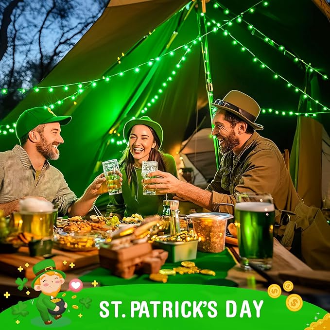 JMEXSUSS 100 LED Green Lights for St Patrick’s Day, 2 Pack Green Solar Lights Outdoor for St Patrick’ Day Decoration Tree Garden Patio Yard