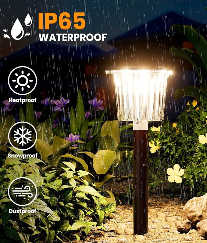 Super Bright Solar Pathway Lights Outdoor Powered,Adjustable Warm&Cool White,Waterproof IP65 Garden Decor Landscape Lighting Outside for Yard/Patio/Walkway/Driveway/Landscape (Cocoa Brown, 5 Pack)