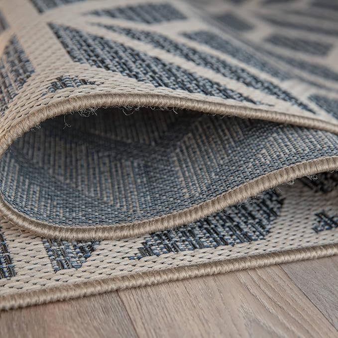 Rugshop Contemporary Geometric Indoor/Outdoor Area Rug 10' X 14' Blue