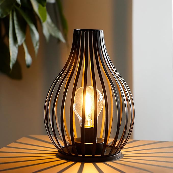 JHY DESIGN Decorations Table Lamp Battery Powered 9.5''High Vase Shaped Cordless Lamp with 6-Hours Timer Feature LED Light Decorative Room Battery Lamp for Indoor Table Garden Party