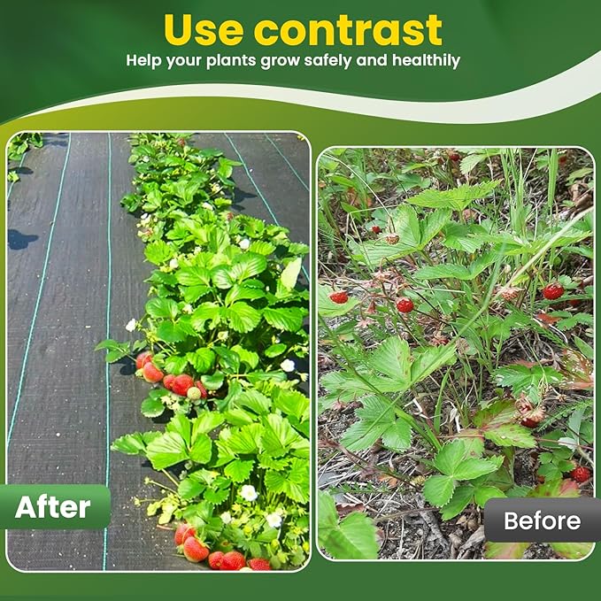 KAKO 6x200FT Weed Barrier Fabric, Heavy Duty Weed Barrier Landscape Fabric, Garden Weed Barrier Fabric, Garden Fabric Weed Barrier Weed Cloth for Landscaping Fabric, Garden Fabric, Driveway Fabric