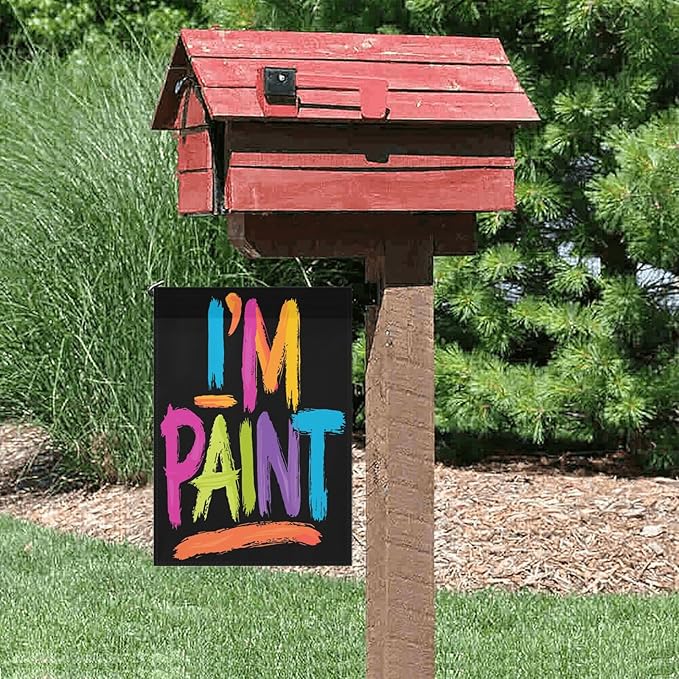 I Love to Fingers Paint Old Couple Seasonal Garden Flags 12x18 Double Sided Small Decorative Banner for All Season