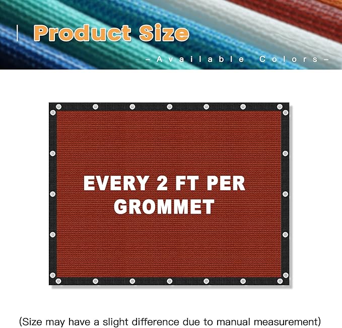 VICLLAX Shade Fabric Sun Shade Cloth with Every 2 FT Grommets for Patio Garden Pergola Cover Canopy 6x9 FT, Rust Red