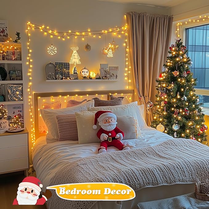 JMEXSUSS 500 LED Christmas Lights Outdoor, 173ft Warm White String Lights for Outside, 8 Modes Plug in Twinkle Light for Holiday Tree Indoor Ceiling House Decorations