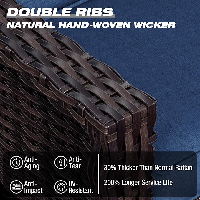 Joyside Swivel Patio Chairs Set of 2, Wicker Patio Furniture with Wide Armrest and Thick Cushions, Upgraded Large Size for Backyard, Garden, Poolside