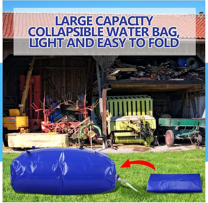 Kingdder Large Capacity Water Storage Bladder Emergency Water Bladder Tanks Foldable Storage Tank Portable Rainwater Bag for Drought Resistance Fire Protection Agricultural Irrigation(540L)
