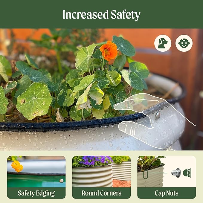 Vego Garden 32" Extra Tall Oval Metal Raised Garden Bed Kit - 9 in 1 Modular Planter Box for Vegetables, Flowers, Fruits - British Green