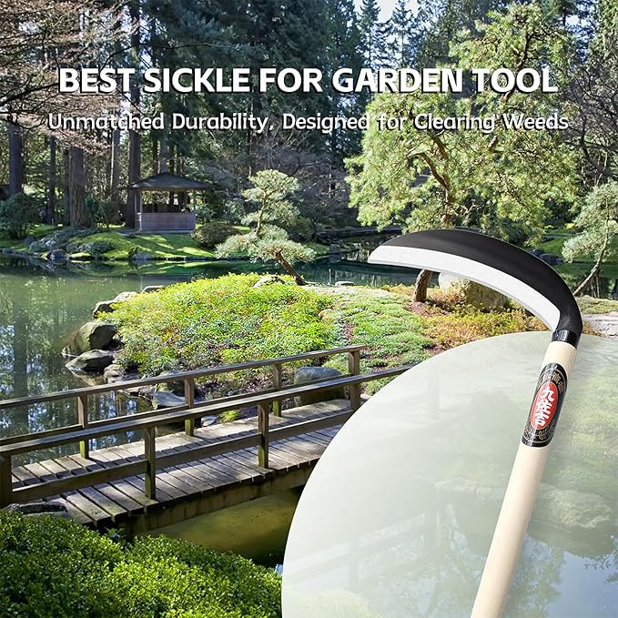 Japanese Weeding Sickle Garden Tool,Manual Hand Weeder Sickle Tool for Garden and Farm,Weeding Tool for Gardening,Grass Sickle Blade Cutter Gardening Quick Work