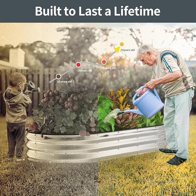 Kesfitt Raised Garden Bed Kit,Outdoor Galvanized Planter Boxes with Safety Edging and Gloves,Large Metal Beds for Gardening Vegetables,Fruits,Flower(6x3x1FT)