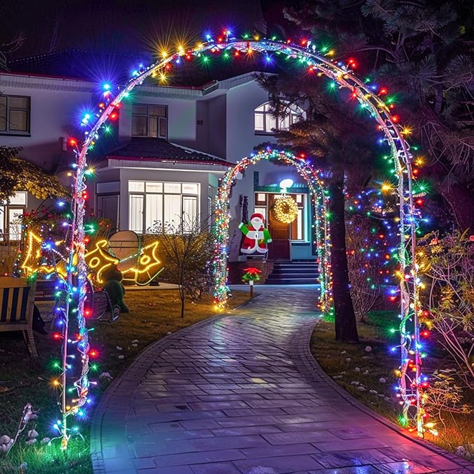 JMEXSUSS 400 LED Christmas Tree Lights Plug in with Remote, 132ft Multicolor Christmas Lights Outdoor Waterproof, 8 Modes Mini String Lights for Patio Yard Party Decorations, EXS-S-0400-R