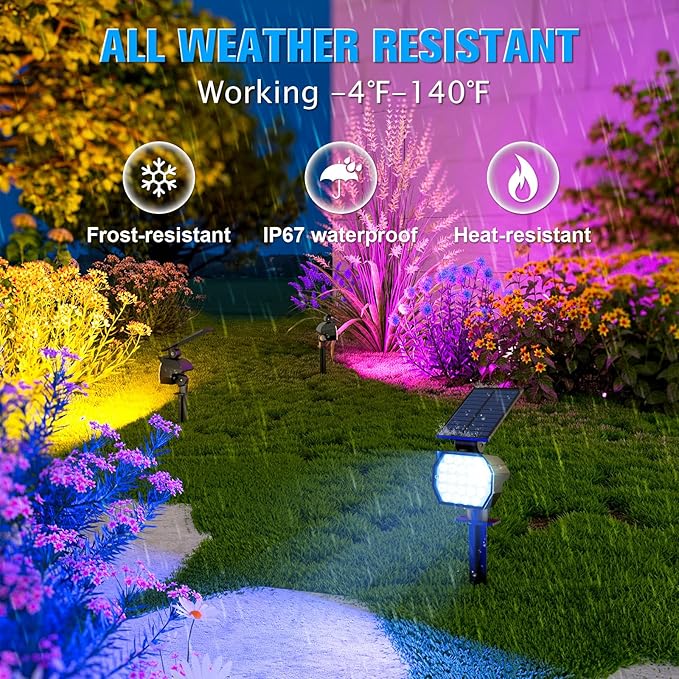 NIORSUN Solar Color Changing Lights Outdoor,7 Lighting Modes RGB Solar Outdoor Lights,IP67 Waterproof Multicolor Landscape Spotlights for Halloween Holiday Decorations,8 Pack