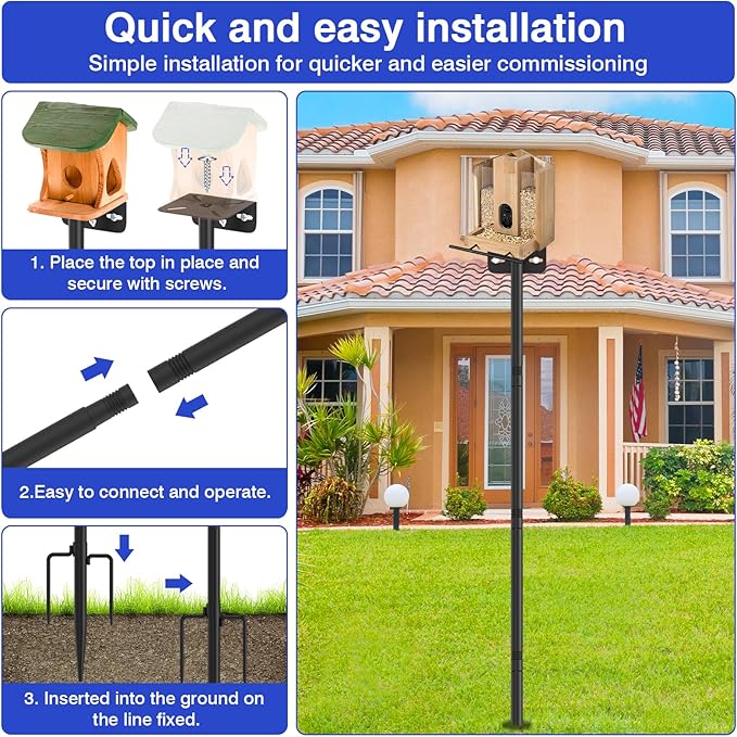 1 Pack 60 inch Adjustable Bird Feeder Pole,Bird House Pole Suitable for Feeders & BirdHouse,Weather Station,Heavy-Duty Rustproof Design,Enhance Outdoor Decor & Birdwatching Experience (1 PACK 60 inch)