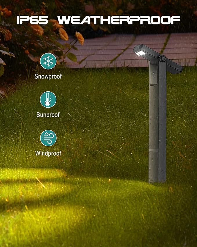 2 Pack Solar Lights Outdoor, 3 Color Temperature Solar Pathway Lights, 360 Degree Adjustable, IP65 Yard & Walkway Lighting - Ideal for Garden, Driveway Decor, YL4079-2