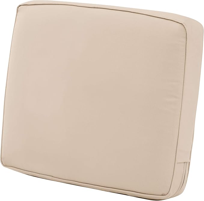 Classic Accessories Montlake Water-Resistant 19 x 20 x 4 Inch Patio Lounge Back Cushion, Antique Beige, Outdoor Loveseat Cushions