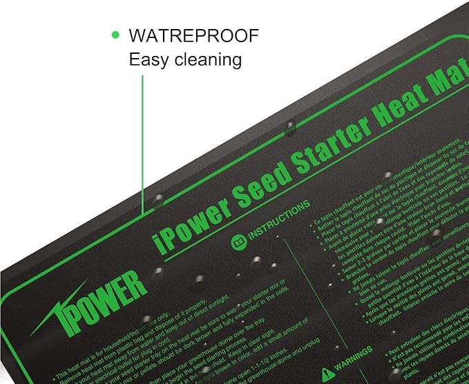 iPower GLHTMTL-A 48" x 20" Waterproof Durable Seedling Heat Mat Warm Hydroponic Plant for Indoor Gardening Germination Starting, Black