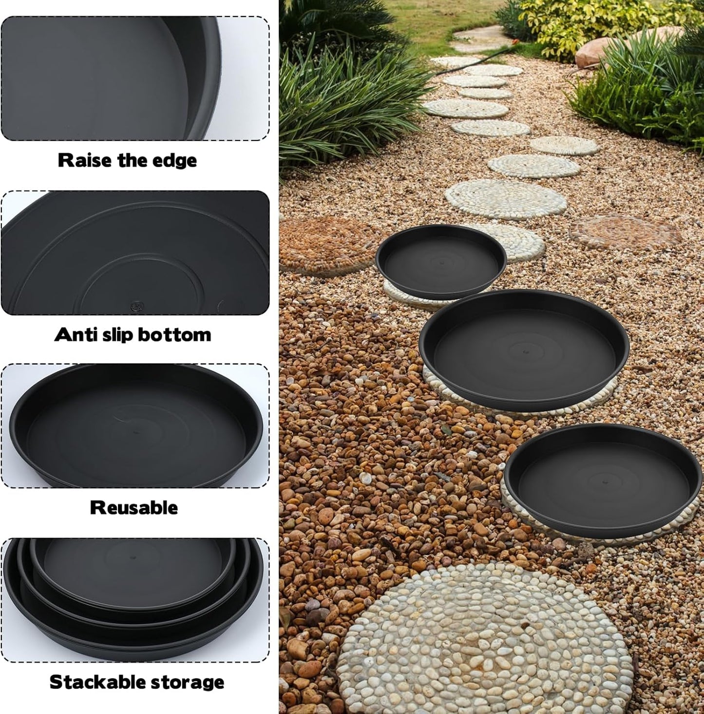 3 Size Round Stepping Stone Molds, 8.8''/10''/ 11.2'' Reusable Concrete Mold for Garden Stepping Stones Large Tray for Concrete and Stained Glass for Garden Walk Way
