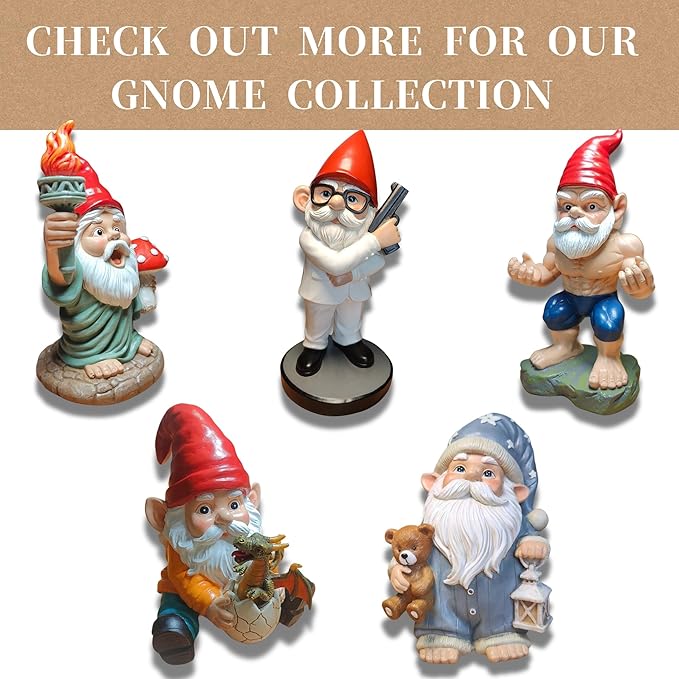 Fantasy Dragon Gnome Garden Statue - 6.8" Weatherproof Resin Garden Gnome with Baby Dragon, Unique Outdoor & Indoor Decor, Handcrafted Yard Art, for Fantasy Lovers & Gardeners