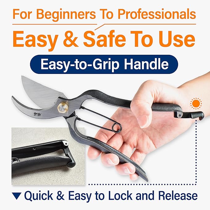Japanese Kiyohide Pruning Shears - Professional Garden Shears, Bypass Pruners, Traditional Japanese Gardening Tools, Made in Japan, 7.8inch【YAMASAN】