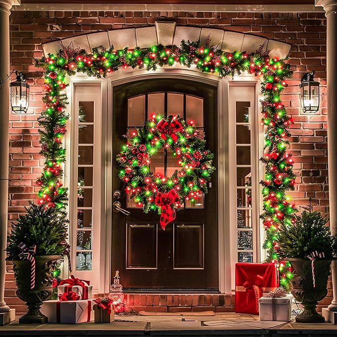 JMEXSUSS 200 LED Red and Green Christmas Lights Outdoor, 66ft String Lights Indoor Clear Wire Plug in for Bedroom Party Christmas Tree Decorations