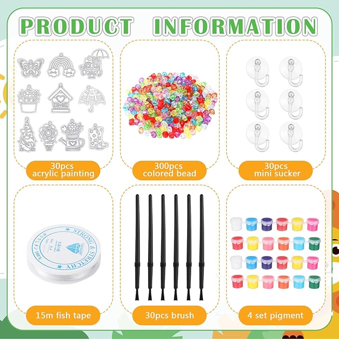 30 Sets Suncatchers Window Art Kits, DIY Sun Catchers Bulk Crafts Paint Your Own Window Ornaments for Boys Girls Classroom Home Party Birthday Activity Decor(Spring Style)