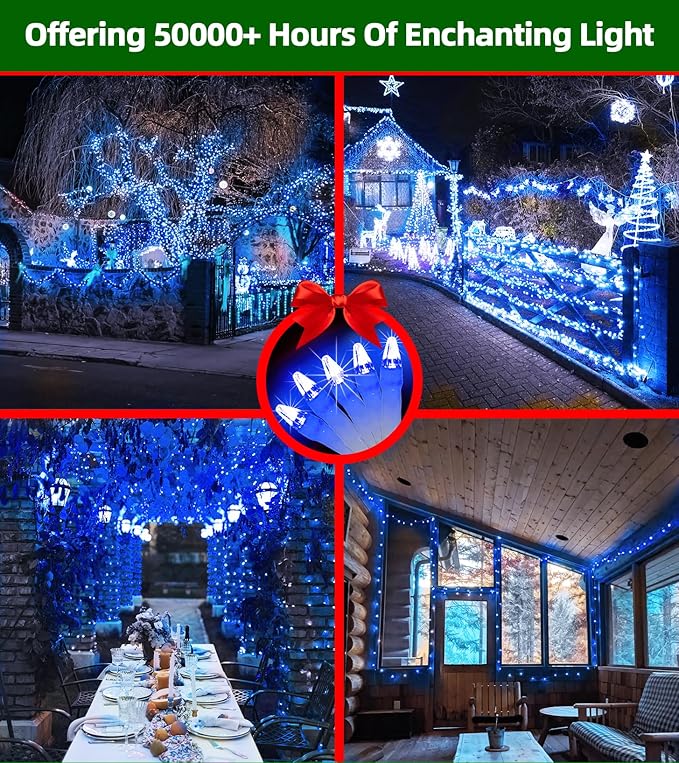 1500 LED Super Long Christmas String Lights, 492FT, Blue, Indoor/Outdoor, LED, Waterproof, Christmas, Holidays