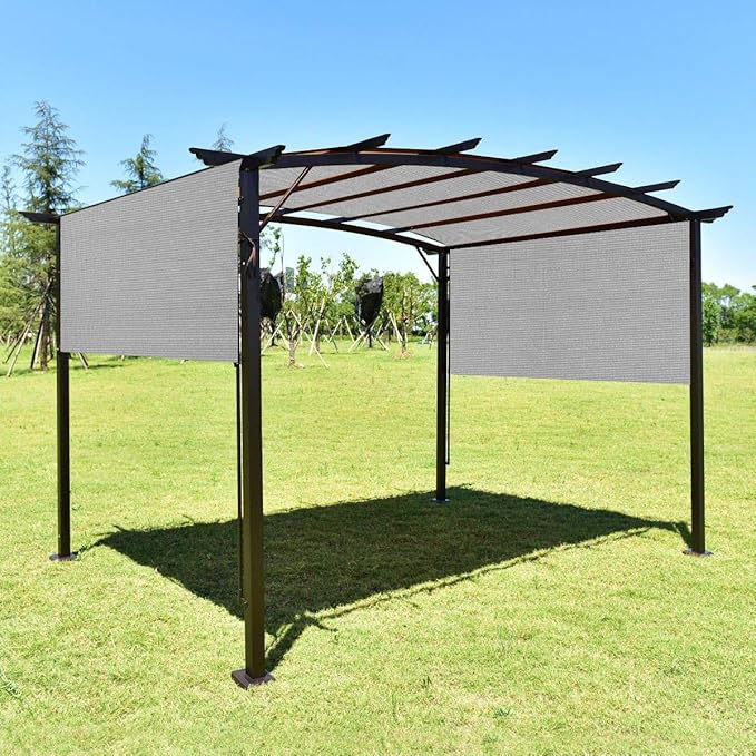 Eden's Decor Straight Flat-Edged Sun Shade Sail Rectangular 9' x 14' Grey UV-Blocking Outdoor Canopy Fabric Cloth Awning for Pergola Patio Garden Backyard Custom Size