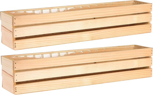 20" Rectangular Rustic Wood Planter with Plastic Liner l Rustic Barn Wood l Wine Crate Style, Home and Wedding Decorations, Garden Ornaments (20x4 Wine Crate Set of 2, Rose Wood)