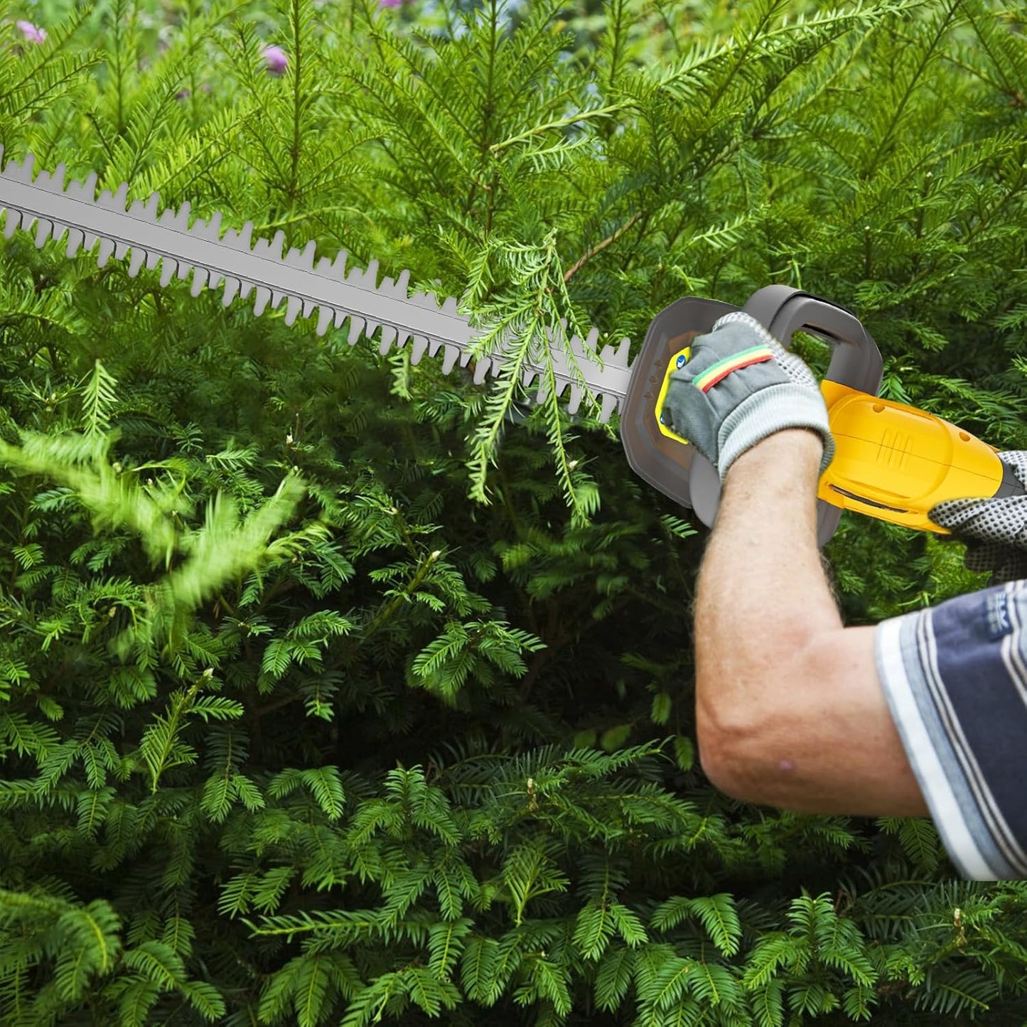 Hedge Trimmer Compatible for Dewalt 20V 60V DCB206 DCB609，Cordless Electric Hedge Trimmer with 1600RPM Brushless Motor, 22'' Dual-Action Blade with 3/5'' Cutting Capacity (NO Battery)