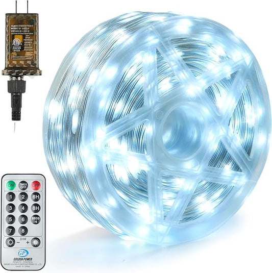 Joiedomi 1200 LED Christmas String Lights Outdoor,394FT Cool White Fairy Light with Remote 8 Modes Timer, Plug in PVC Clear Wire Lighting Decor with Reel for Indoor Dorm Classroom Bedroom Holiday
