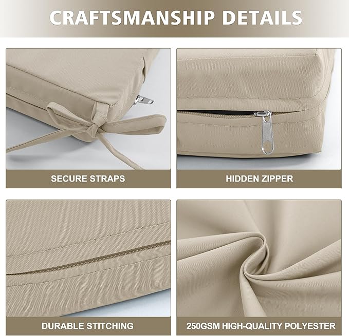 24"x24" Outdoor Cushion for Patio Furniture – Water-Repellent & Fade-Resistant Patio Chair Cushion for Garden, Deck, or Porch – Cream