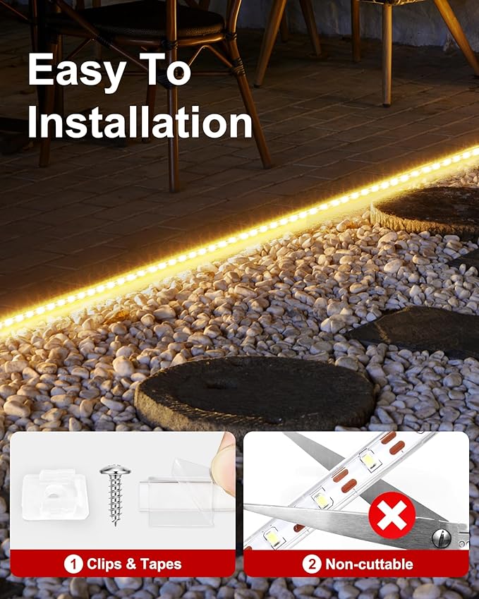 LUHLEE Solar LED Strip Lights Outdoor,Brighter 300 LED 16.4FT Solar String Lights Outdoor with Remote,8 Lighting Modes Auto ON/Off Rope Lights for Outside,Deck,Steps,Christmas Decor Lighting