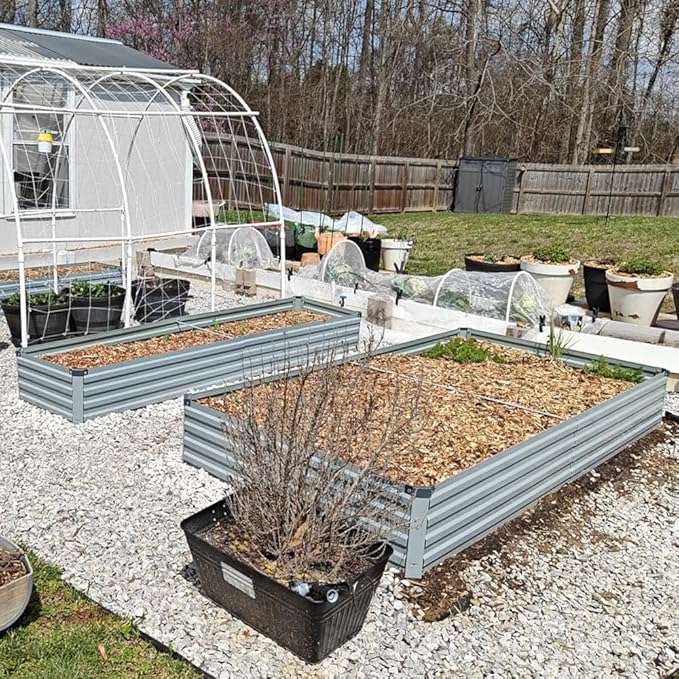 6x1.5x1ft(2 Pack) Galvanized Raised Garden Bed,Outdoor Planter Box Metal Patio Kit Planting Bed for Vegetables Flowers Herb,Grey