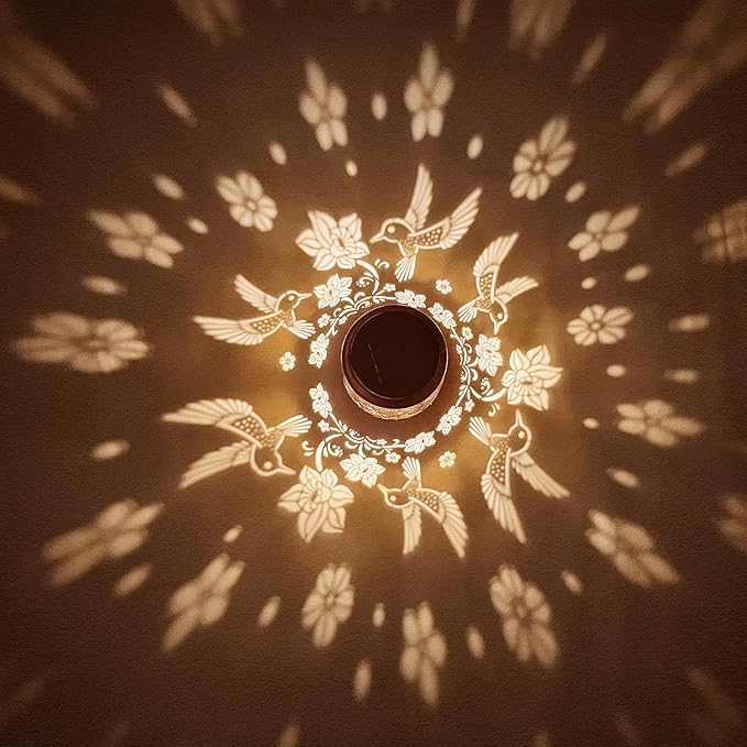 2 Pack Solar Lanterns Outdoor Waterproof Hummingbird Garden Decor Birthday Gifts for Women Mom Grandma Hanging Solar Lights Metal Solar Decoration Outside for Yard, Patio, Backyard, Porch