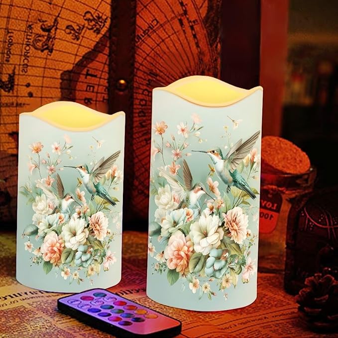Ystardream Battery Operated LED Candles Set of 4 with Remote Control Timer Dancing Flame Pillar Candles Home Table Coastal Decorations