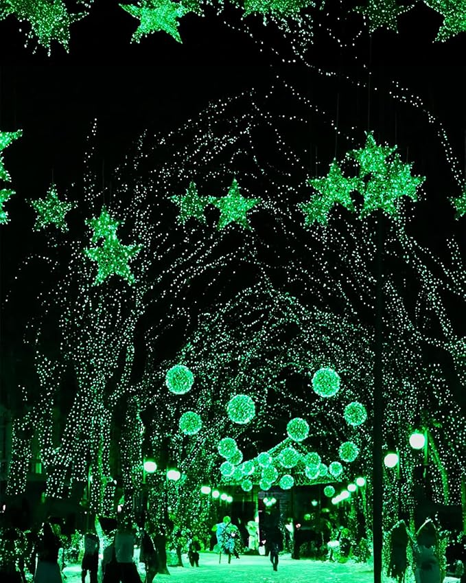 Twinkle Star 2 Pack Green Solar String Lights Outdoor, St. Patrick's Day Solar Fairy Lights Total 80 FT 240 LED, Waterproof 8 Modes, Tree Light for Patio Garden Wedding Party Home Holiday Decor
