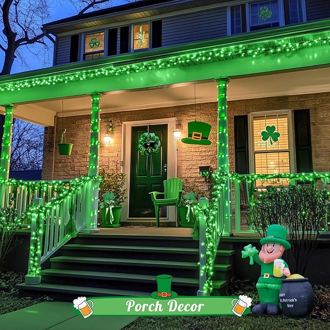 JMEXSUSS 250 LED Green String Lights - 91.5ft St Patricks Day Lights Outdoor Waterproof, 8 Lighting Modes, Connectable Christmas Tree Light for Yard Patio Party Halloween Christmas Decorations