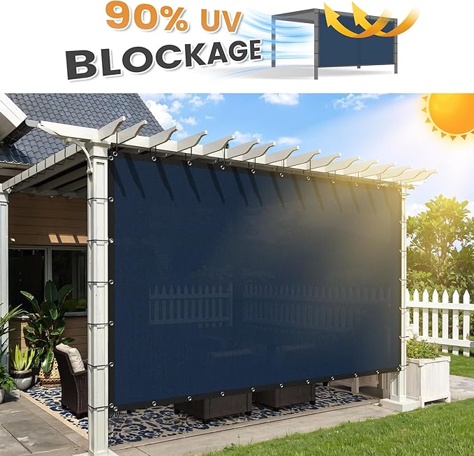 VICLLAX Shade Fabric Sun Shade Cloth with Every 2 FT Grommets for Patio Garden Pergola Cover Canopy 6x13 FT, Dark Blue