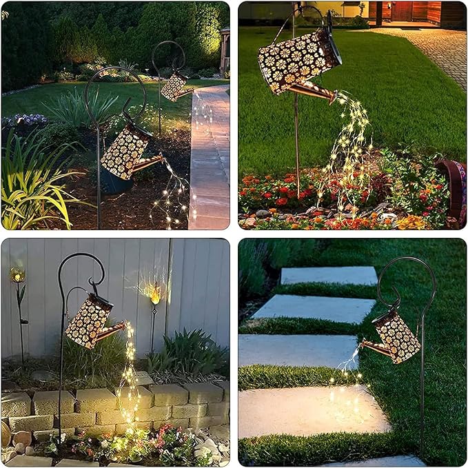 2 Pack Solar Watering Can with Lights,Solar Outdoor Garden Decor Waterproof Hanging Lantern Landscape Lights Outside Decorations for Yard Lawn Patio Gardening Gifts.