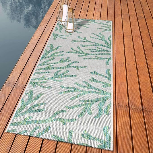 Keen Home Design Terrace Outdoor Runner Rug - 2x8 Washable Indoor/Outdoor Rug for Patio, Kitchen, Balcony, Beach, Garden, Deck and Porch, Size: 2'2"x7'7"