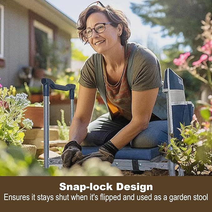 K5 Foldable Kneeler Seat - Heavy Duty (Detachable Cloud Kneeler Pad) - Garden Stool - 2 Large Tool Bags - Portable Bench for Indoor & Outdoor