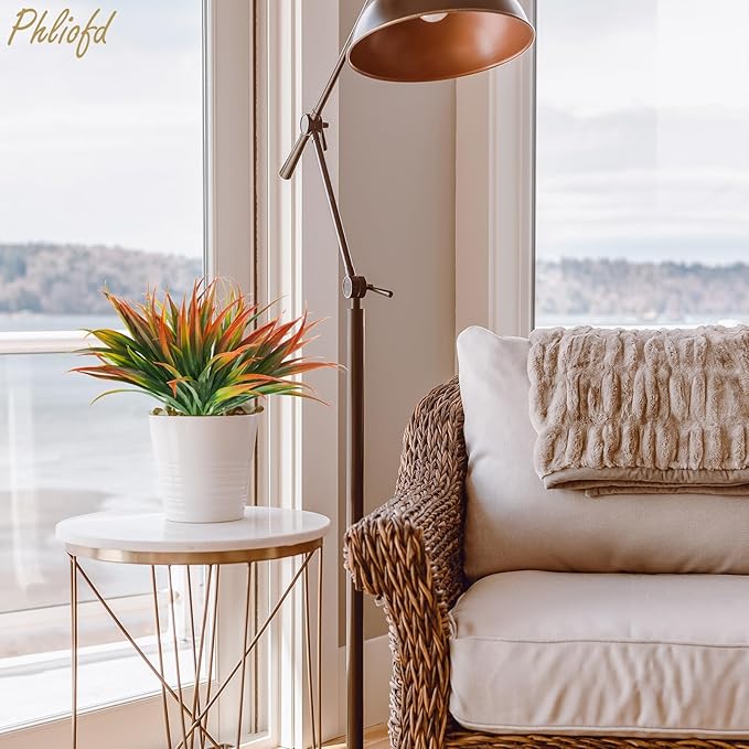 32Pcs Artificial Grass Fake Plants 17.3in Outdoor Plastic Plants UV Resistant Greenery Fake Grass for Home Window Garden Office Patio Hanging Planter Pathway Front Porch Décor Red