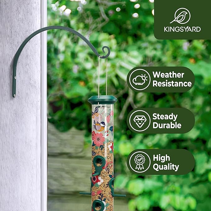 Kingsyard 2-Pack Wall Plant Hanger Outdoor - Heavy Duty Metal Hanging Bracket Hooks for Hanging Plant, Bird Feeders, Lanterns, Wind Chimes Outdoor & Indoor, 8-Inch/Green