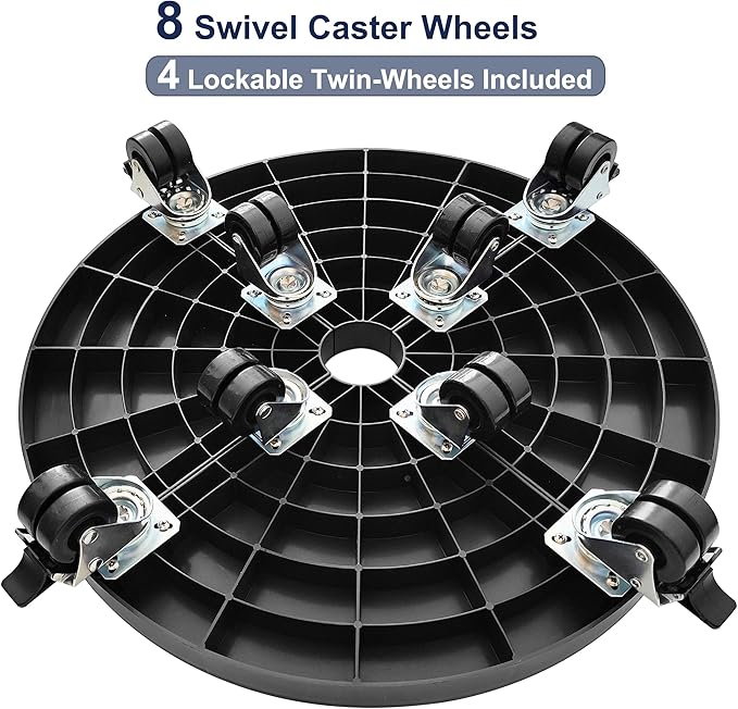 20 Inch Plant Caddy with Wheels Outdoor Indoor, Extra Large Rolling Plant Stand for 600lb Heavy Duty Flower Pots, Round Plant Rollers Lockable Potted Planter Dolly, Black