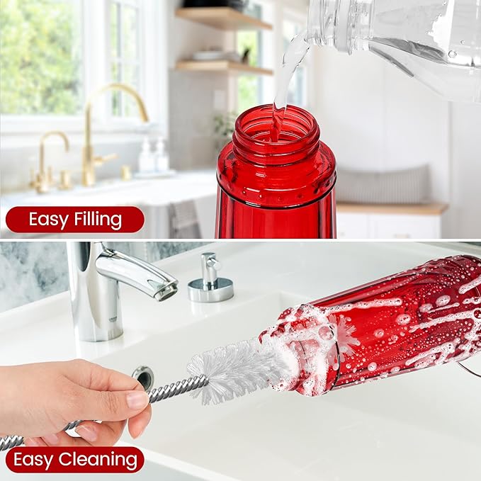 Hummingbird Feeder 2pack-14Ounces，5 Feeding Ports Glass Hummingbird feeders for Outdoors,Wide Mouth for Easy Filling/Cleaning，Hanging for Garden Backyard Decor, Includes Ant Moat (Red)