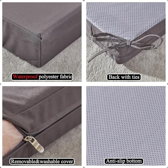 18.5 x 16 Inch Outdoor Chair Cushions for Patio Furniture, UV Resistant Non Slip Waterproof Replacement Patio Seat Cushion with Ties Set of 2, Dark Grey