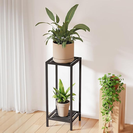 Zhongma 2 Tier 30" Tall Indoor Outdoor Plant Stand Heavy Duty Metal Flower Stand for Patio, Home, Garden, 220 LBS Capacity & Heavy Duty Construction