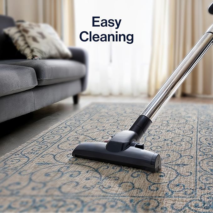 JONATHAN Y SMB106C-9 Charleston Vintage Filigree Textured Weave Indoor Outdoor Area Rug Classic Coastal Easy Cleaning Bedroom Kitchen Backyard Patio Non Shedding, 9 X 12, Gray/Navy